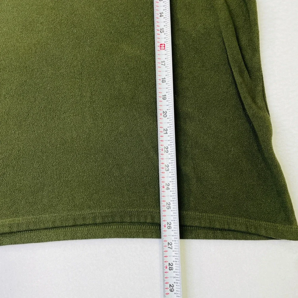 The North Face Mens L TKA 100 1/4 Zip Fleece Pullover Olive Green Neon Lime Logo